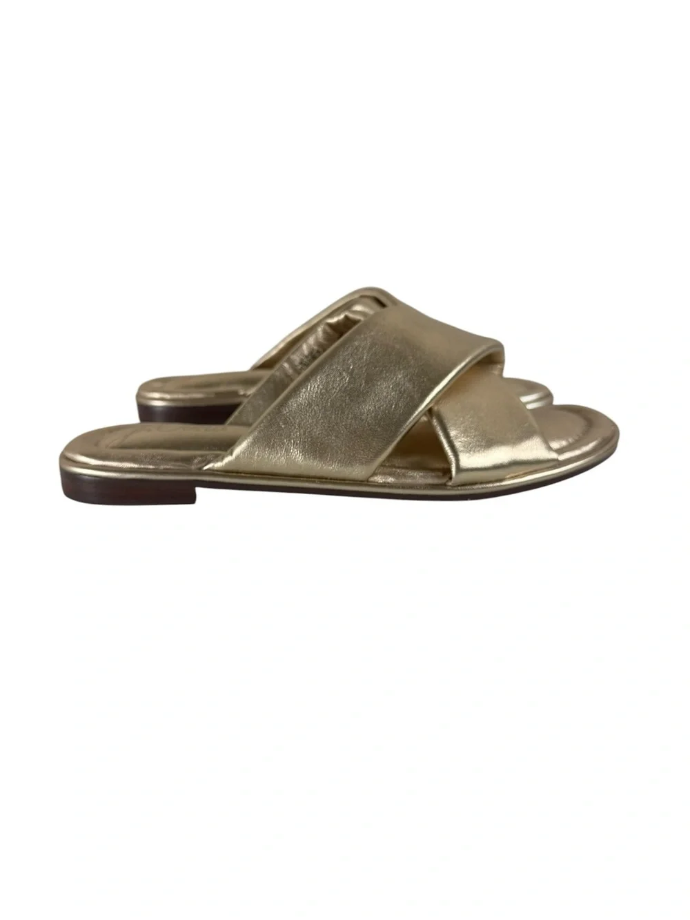 J. CREW Gold Metallic Slide Sandals for Women Size 7.5
